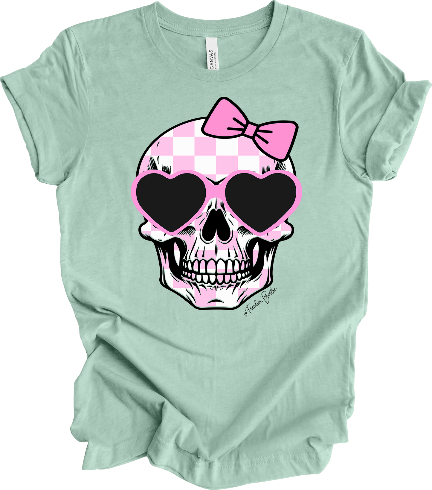 CHECKERED SKULL WITH BOW