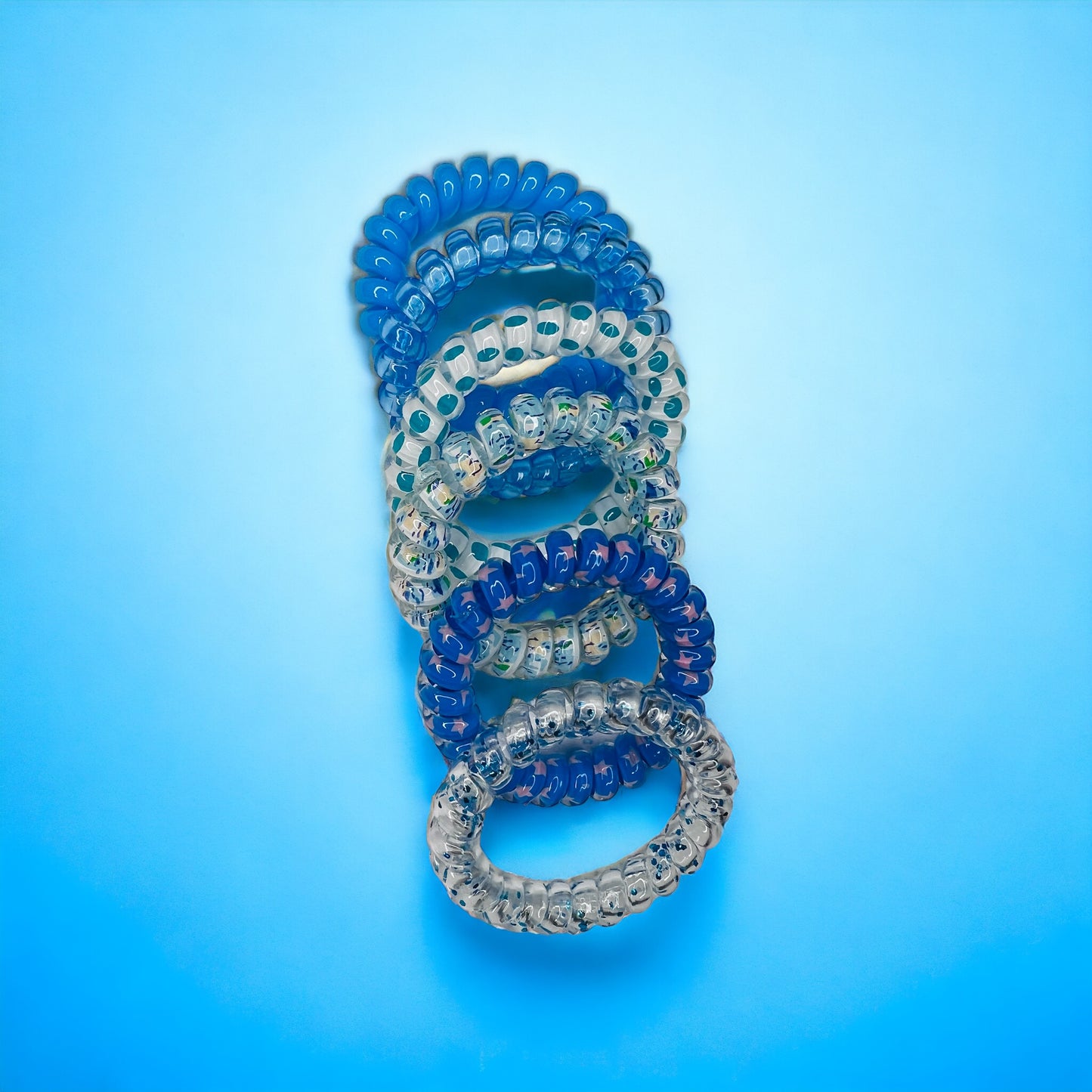 BLUE COIL HAIR TIES