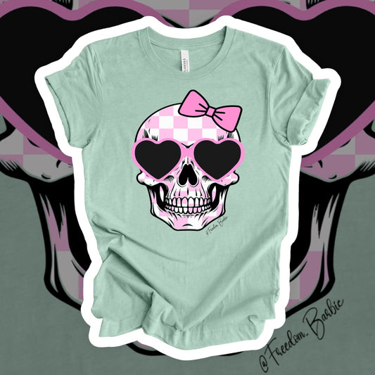 CHECKERED SKULL WITH BOW-MINT